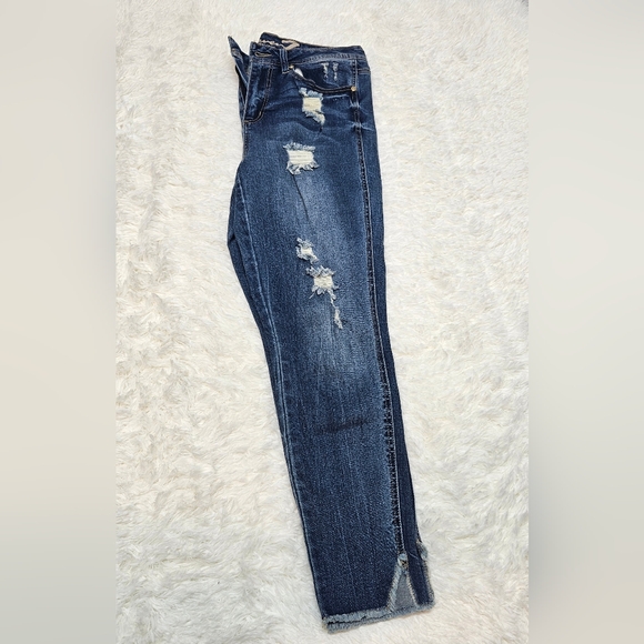 Seven7 Size 10 High Rise Ankle Legging Distressed Cuff Jeans - Picture 3 of 11